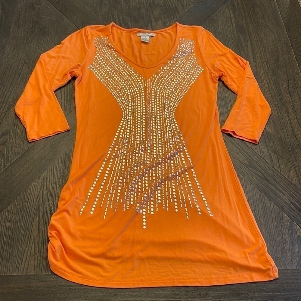 Alberto Makali Orange and Silver Tunic Medium